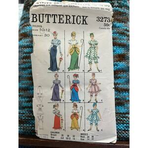 Butterick 3273 pattern girls maxi midi dress puff sleeves sz 10
